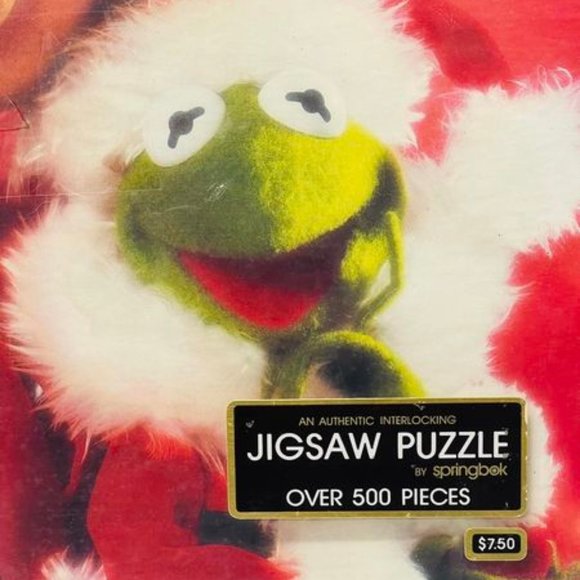 JIGSAW PUZZLE~  1981 MISS PIGGY KERMIT~ SEALED~ MERRY MISTLETOE TIME SPRINGBOK~. - Picture 3 of 5
